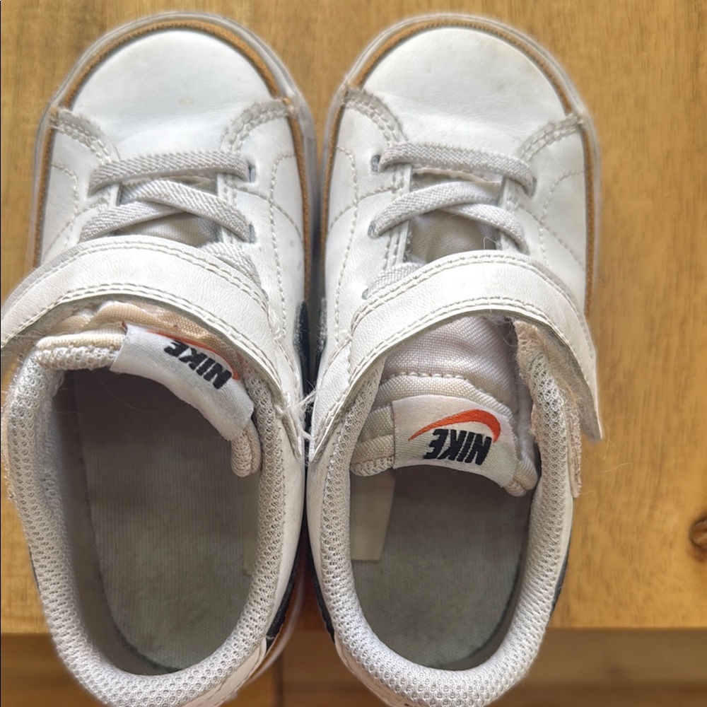 Nike White and Gray Sneakers with Padded Collar- Velcro closure